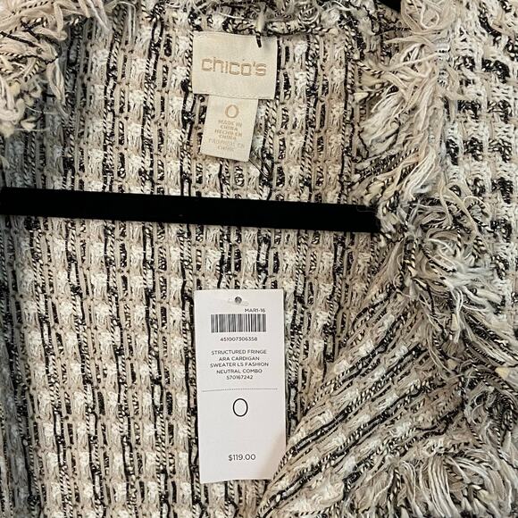 Chico's Black and White Textured Cardigan - Picture 5 of 11